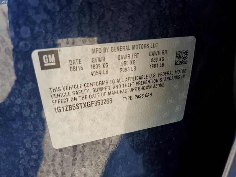 67546946 :رقم المزاد ، 1G1ZB5STXGF353268 vin ، 2016 Chevrolet Malibu مزاد بيع