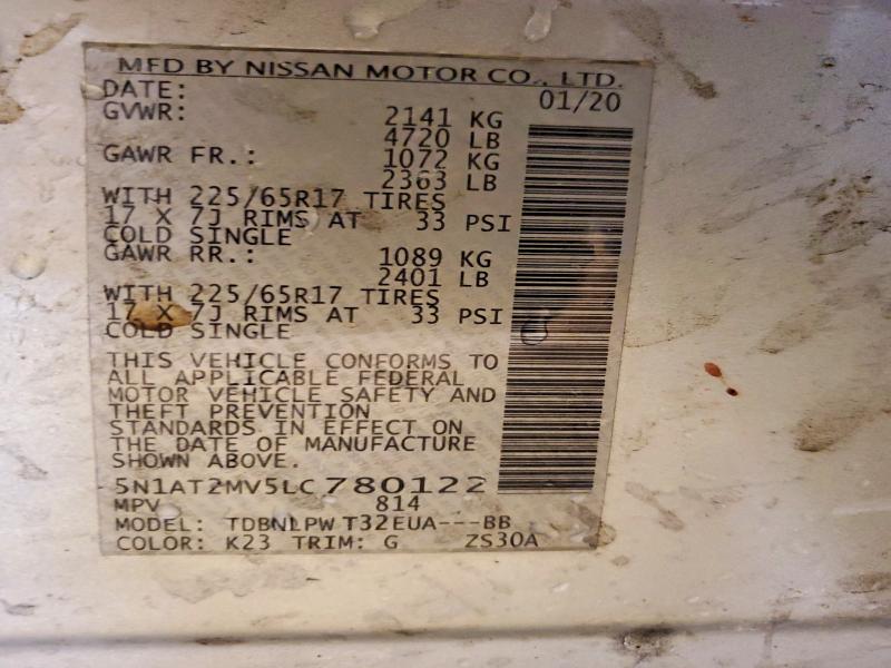 Продажа на аукционе авто 2020 Nissan Rogue, vin: 5N1AT2MV5LC780122, номер лота: 64264786