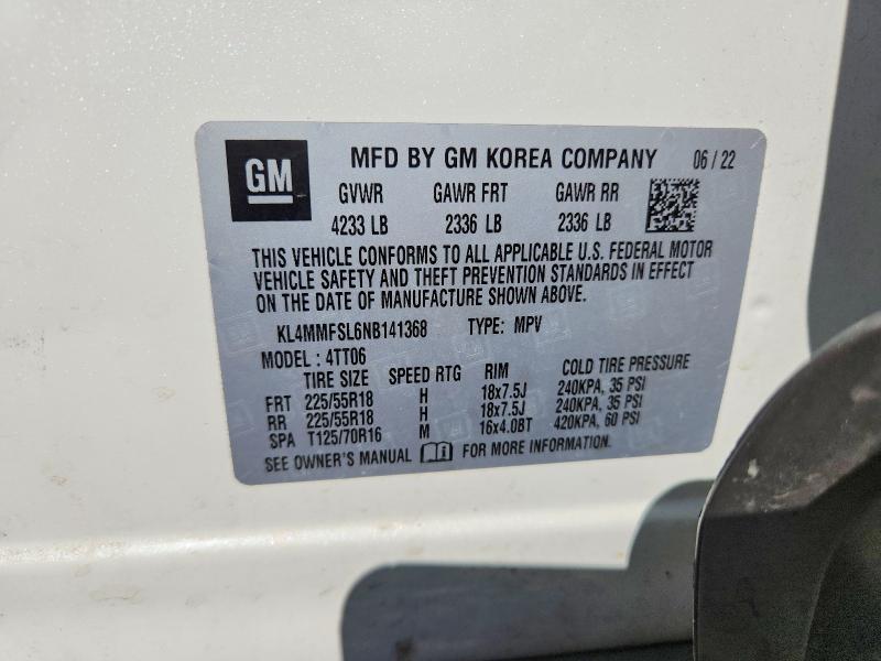 65122796 :رقم المزاد ، KL4MMFSL6NB141368 vin ، 2022 Buick Encore Gx مزاد بيع