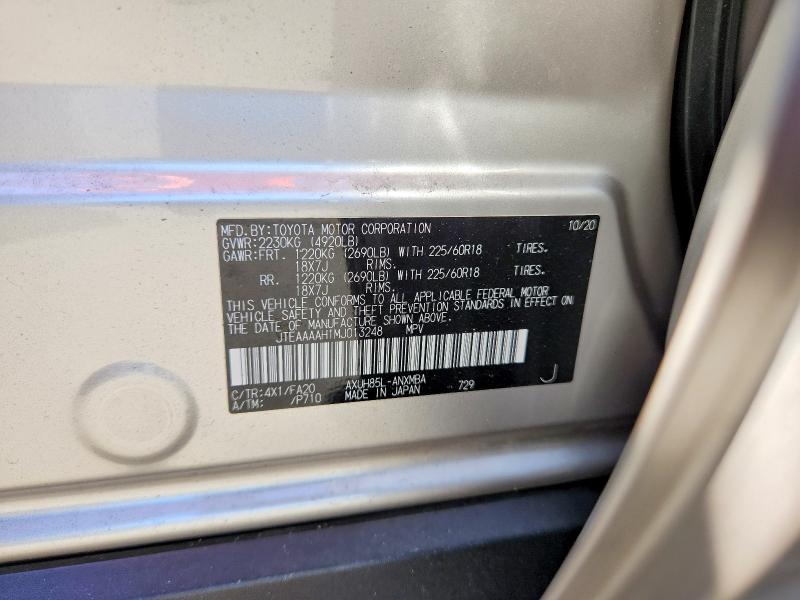 Aukcja sprzedaży 2021 Toyota Venza, vin: JTEAAAAH1MJ013248, numer aukcji: 66813216