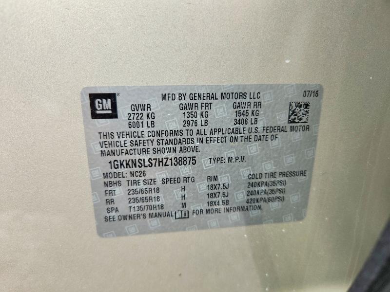 Продажа на аукционе авто 2017 Gmc Acadia, vin: 1GKKNSLS7HZ138875, номер лота: 64019816