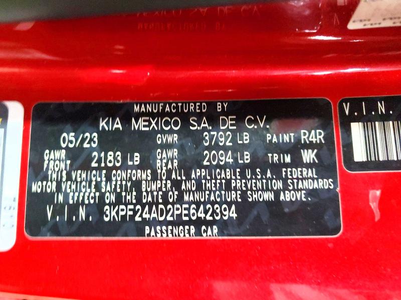63825846 :رقم المزاد ، 3KPF24AD2PE642394 vin ، 2023 Kia Forte مزاد بيع
