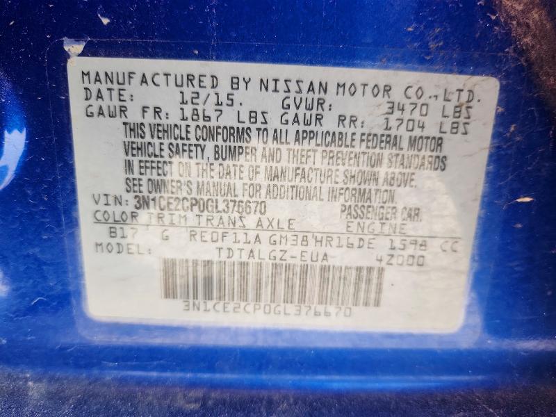 Продажа на аукционе авто 2016 Nissan Versa Note, vin: 3N1CE2CP0GL376670, номер лота: 63323556