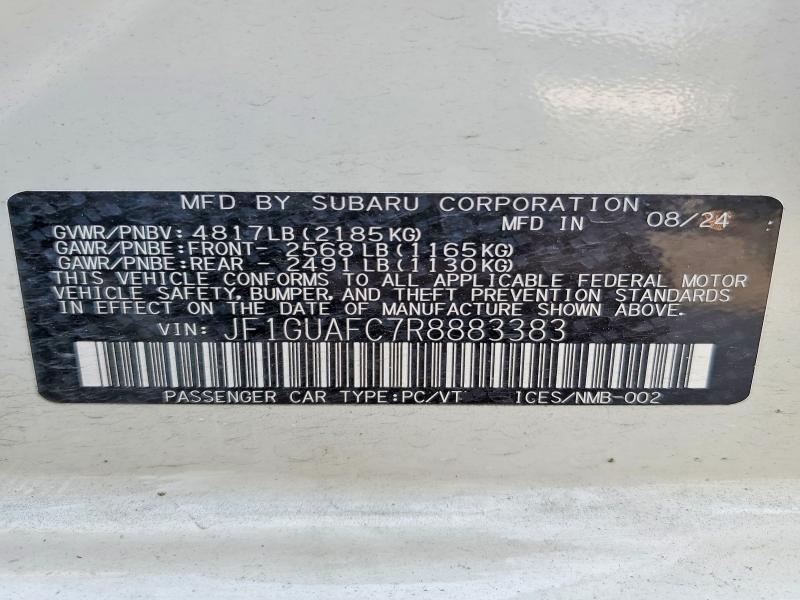 Продажа на аукционе авто 2024 Subaru Impreza, vin: JF1GUAFC7R8883383, номер лота: 66298716