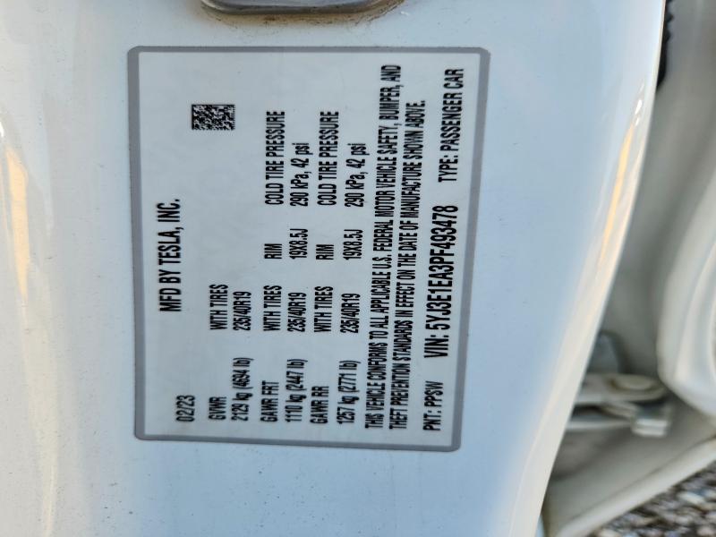 Auction sale of the 2023 Tesla Model 3, vin: 5YJ3E1EA3PF493478, lot number: 62915946
