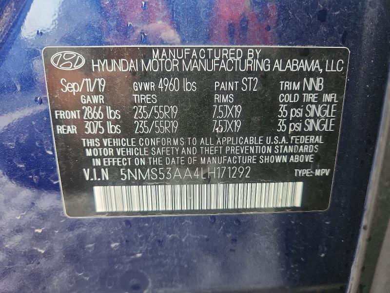 Продаж на аукціоні авто 2020 Hyundai Santa Fe, vin: 5NMS53AA4LH171292, номер лоту: 64381236