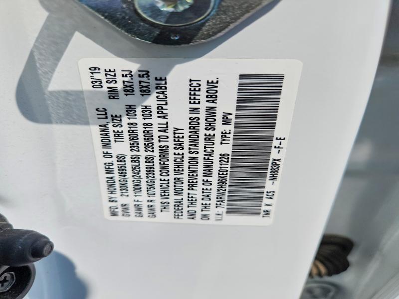 63749406 :رقم المزاد ، 7FARW2H96KE011226 vin ، 2019 Honda Cr-v مزاد بيع