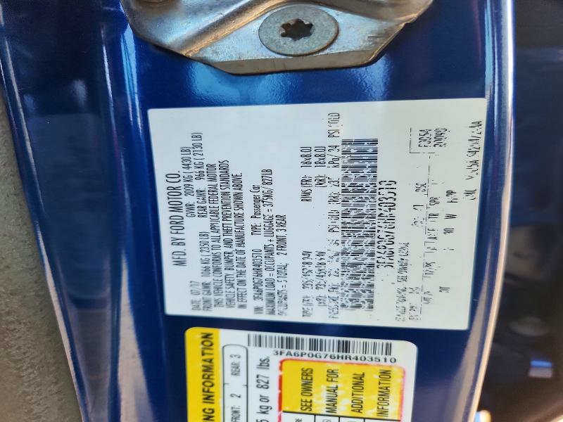 2017 Ford Fusion მანქანა იყიდება აუქციონზე, vin: 3FA6P0G76HR403510, აუქციონის ნომერი: 66400026