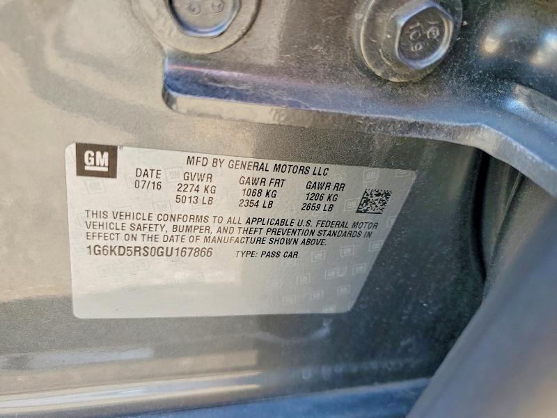 2016 Cadillac Ct6 მანქანა იყიდება აუქციონზე, vin: 1G6KD5RS0GU167866, აუქციონის ნომერი: 64756516