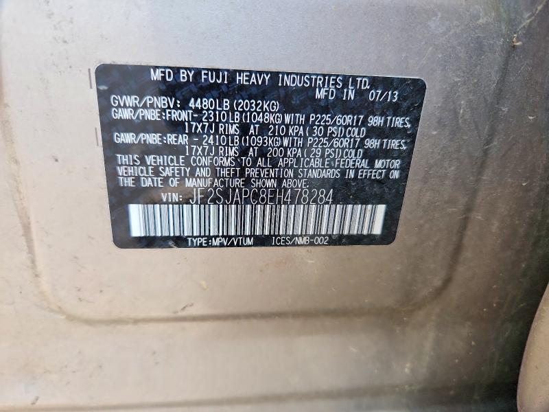 Продажа на аукционе авто 2014 Subaru Forester, vin: JF2SJAPC8EH478284, номер лота: 64035556