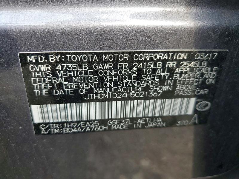 64280586 :رقم المزاد ، JTHCM1D24H5021367 vin ، 2017 Lexus Is مزاد بيع