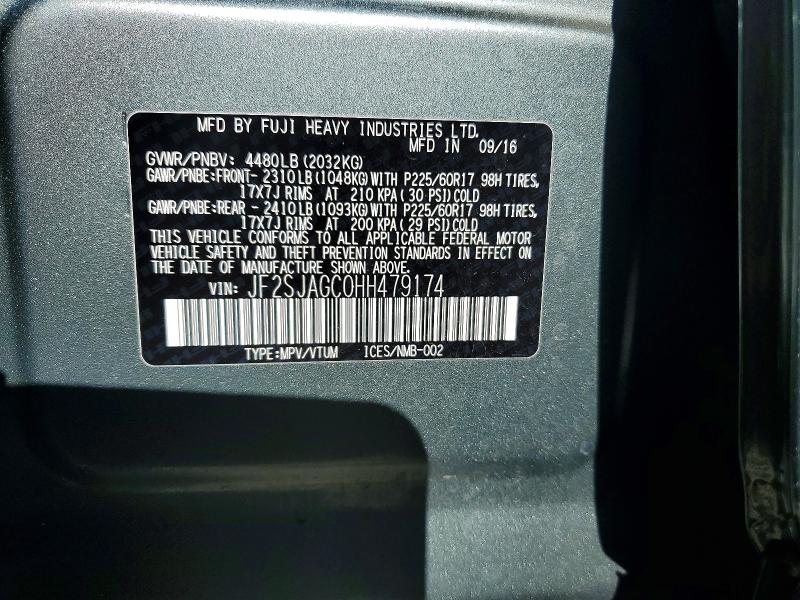 65930166 :رقم المزاد ، JF2SJAGC0HH479174 vin ، 2017 Subaru Forester مزاد بيع