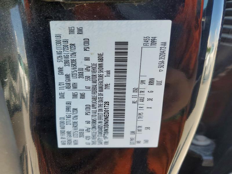 Aukcja sprzedaży 2022 Ford F350, vin: 1FT8W3BN0NED01728, numer aukcji: 64609066