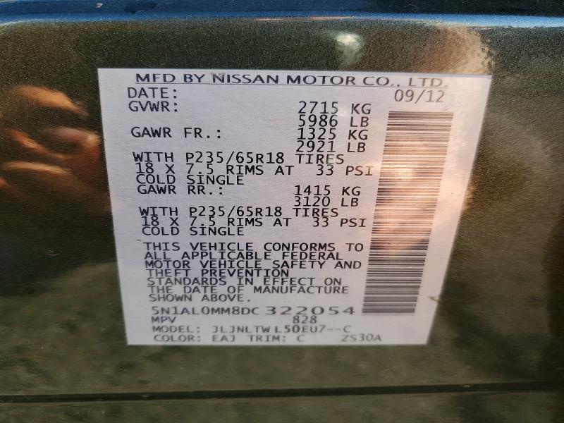 Aukcja sprzedaży 2013 Infiniti Jx35, vin: 5N1AL0MM8DC322054, numer aukcji: 65800906