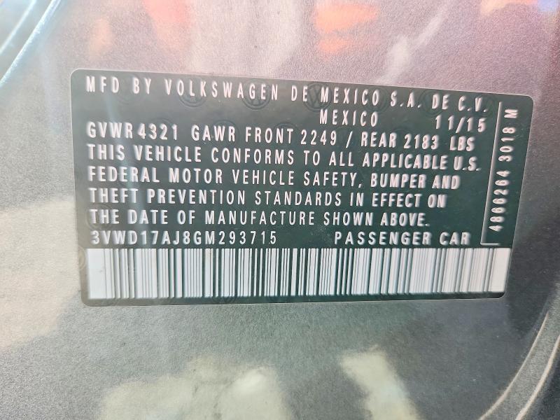 65453326 :رقم المزاد ، 3VWD17AJ8GM293715 vin ، 2016 Volkswagen Jetta مزاد بيع