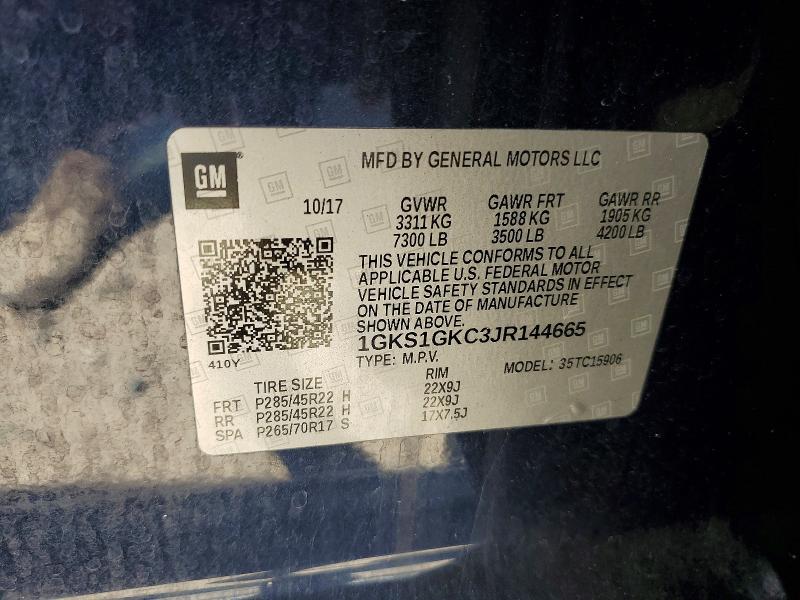 64160156 :رقم المزاد ، 1GKS1GKC3JR144665 vin ، 2018 Gmc Yukon Xl مزاد بيع