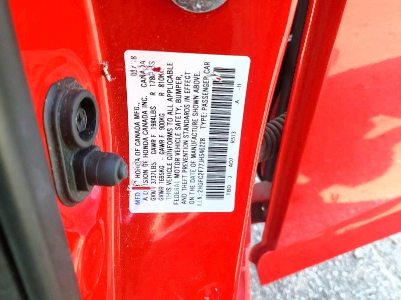 Продажа на аукционе авто 2018 Honda Civic, vin: 2HGFC2F77JH546228, номер лота: 65817676