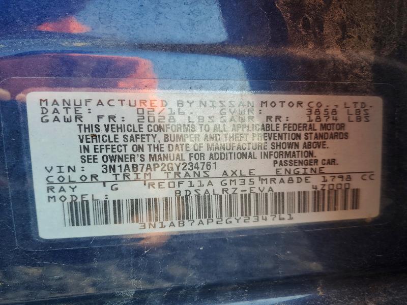Продажа на аукционе авто 2016 Nissan Sentra, vin: 3N1AB7AP2GY234761, номер лота: 66039576