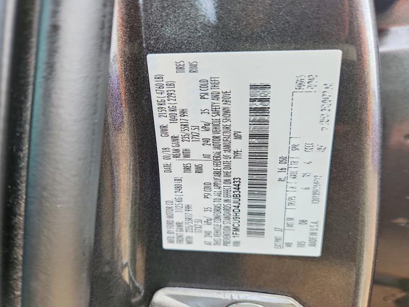 2018 Ford Escape მანქანა იყიდება აუქციონზე, vin: 1FMCU9HD4JUB34433, აუქციონის ნომერი: 63874716