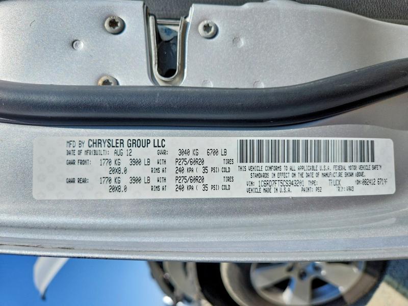 2012 Dodge Ram 1500 მანქანა იყიდება აუქციონზე, vin: 1C6RD7FT5CS343201, აუქციონის ნომერი: 65375276