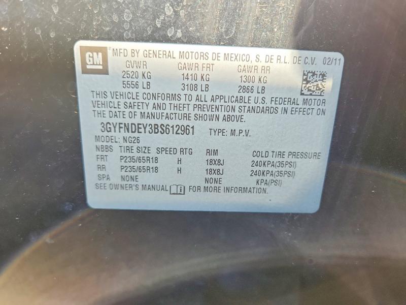Auction sale of the 2011 Cadillac Srx, vin: 3GYFNDEY3BS612961, lot number: 65304676
