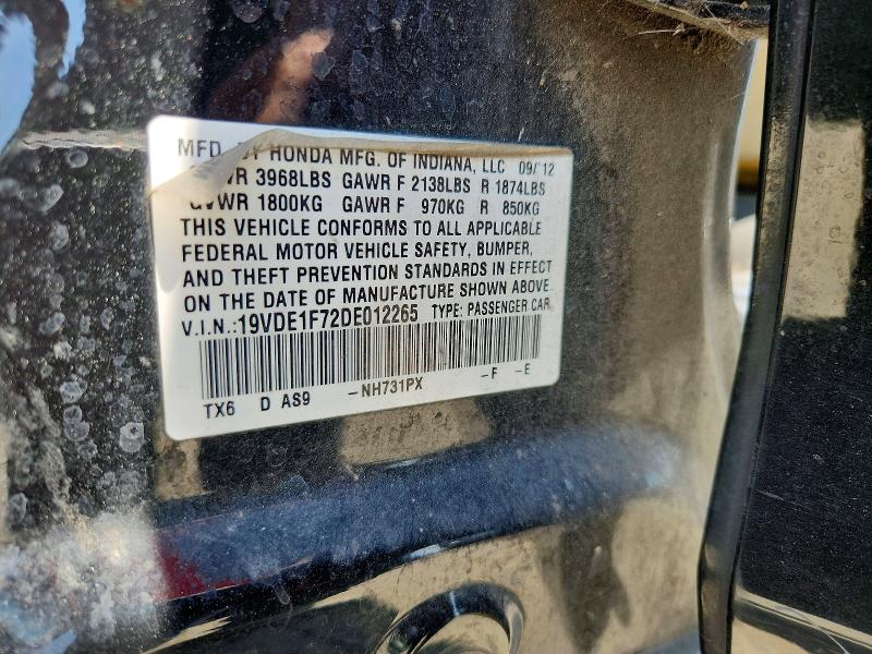 63707756 :رقم المزاد ، 19VDE1F72DE012265 vin ، 2013 Acura Ilx مزاد بيع