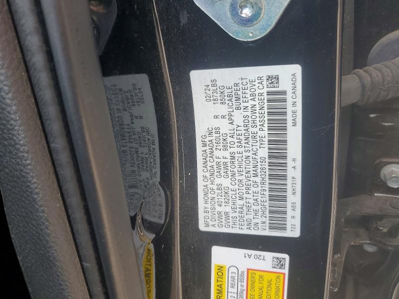 Auction sale of the 2024 Honda Civic, vin: 2HGFE1F91RH326150, lot number: 66805826
