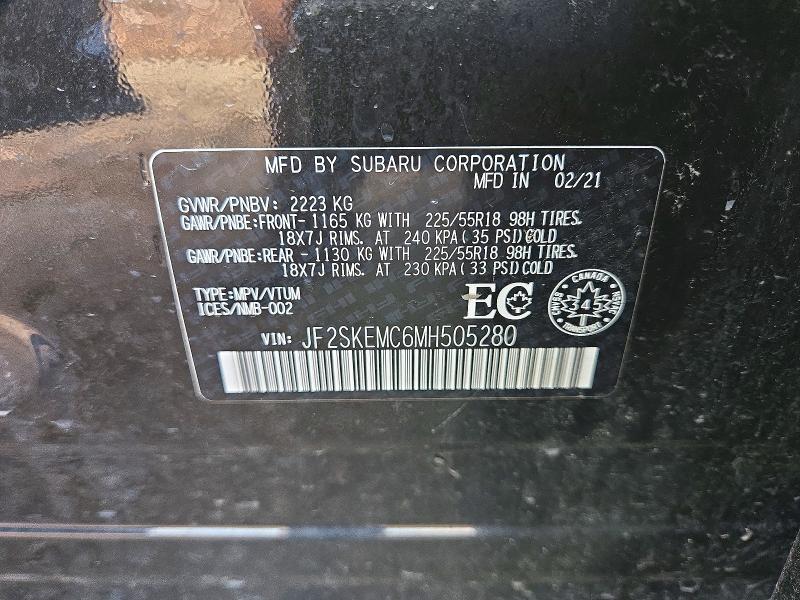 Продаж на аукціоні авто 2021 Subaru Forester, vin: JF2SKEMC6MH505280, номер лоту: 64341586