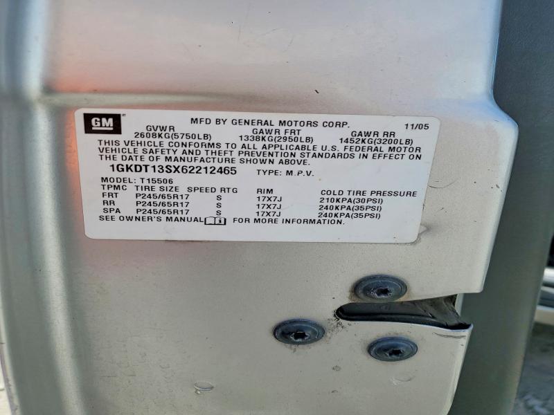 2006 Gmc Envoy მანქანა იყიდება აუქციონზე, vin: 1GKDT13SX62212465, აუქციონის ნომერი: 66123336