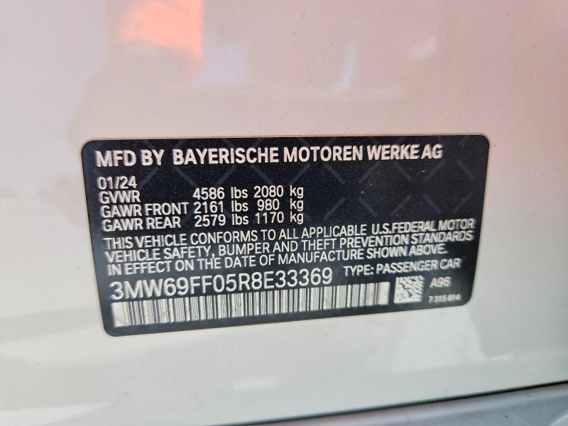 Aukcja sprzedaży 2024 Bmw 330i, vin: 3MW69FF05R8E33369, numer aukcji: 65236006