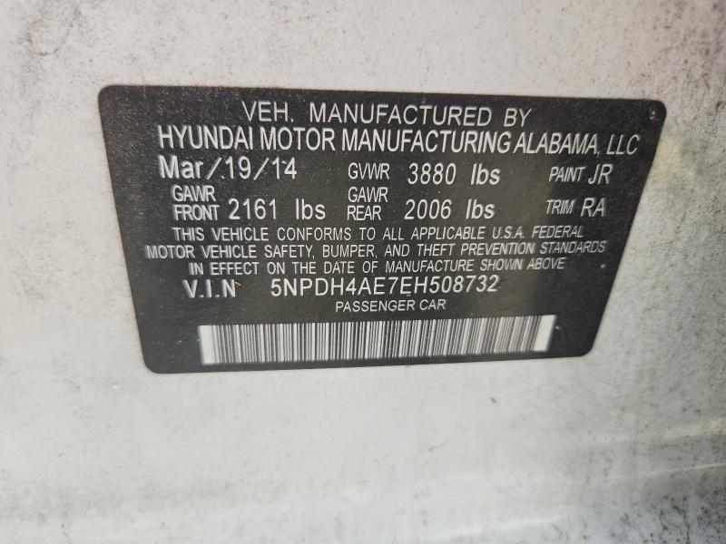2014 Hyundai Elantra მანქანა იყიდება აუქციონზე, vin: 5NPDH4AE7EH508732, აუქციონის ნომერი: 63540056
