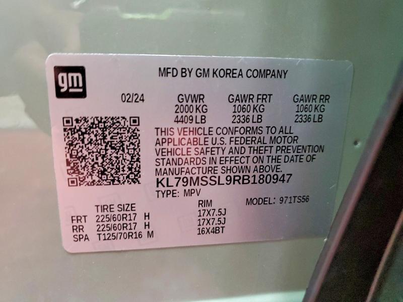 Продажа на аукционе авто 2024 Chevrolet Trailblazer, vin: KL79MSSL9RB180947, номер лота: 63797026