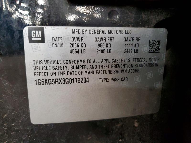 64149786 :رقم المزاد ، 1G6AG5RX8G0175204 vin ، 2016 Cadillac Ats مزاد بيع