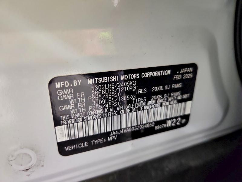2025 Mitsubishi Outlander მანქანა იყიდება აუქციონზე, vin: JA4J4VA80SZ024852, აუქციონის ნომერი: 66781666
