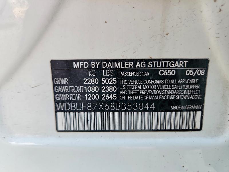 2008 Mercedes-benz E მანქანა იყიდება აუქციონზე, vin: WDBUF87X68B353844, აუქციონის ნომერი: 66017736