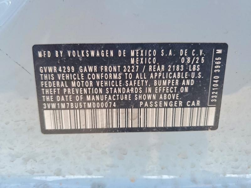 2026 Volkswagen Jetta მანქანა იყიდება აუქციონზე, vin: 3VW1M7BU5TM000074, აუქციონის ნომერი: 66426186