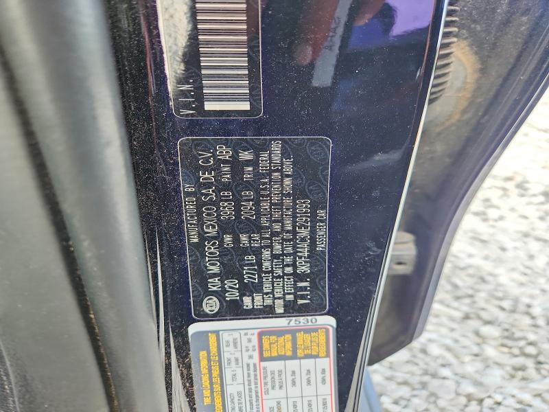 2021 Kia Forte მანქანა იყიდება აუქციონზე, vin: 3KPF44AC3ME291993, აუქციონის ნომერი: 64223926