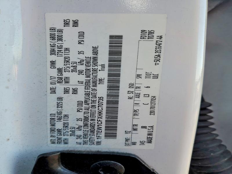 64585396 :رقم المزاد ، 1FTEW1CFXHKC70735 vin ، 2017 Ford F150 مزاد بيع