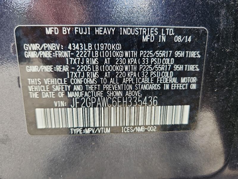 Aukcja sprzedaży 2014 Subaru Xv Crosstrek, vin: JF2GPAWC6EH335436, numer aukcji: 65438416