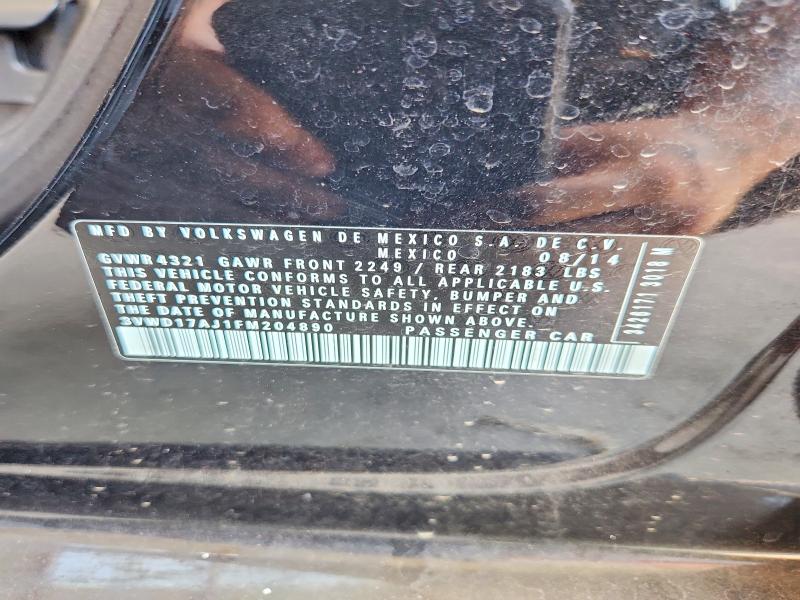 2015 Volkswagen Jetta მანქანა იყიდება აუქციონზე, vin: 3VWD17AJ1FM204890, აუქციონის ნომერი: 65841026