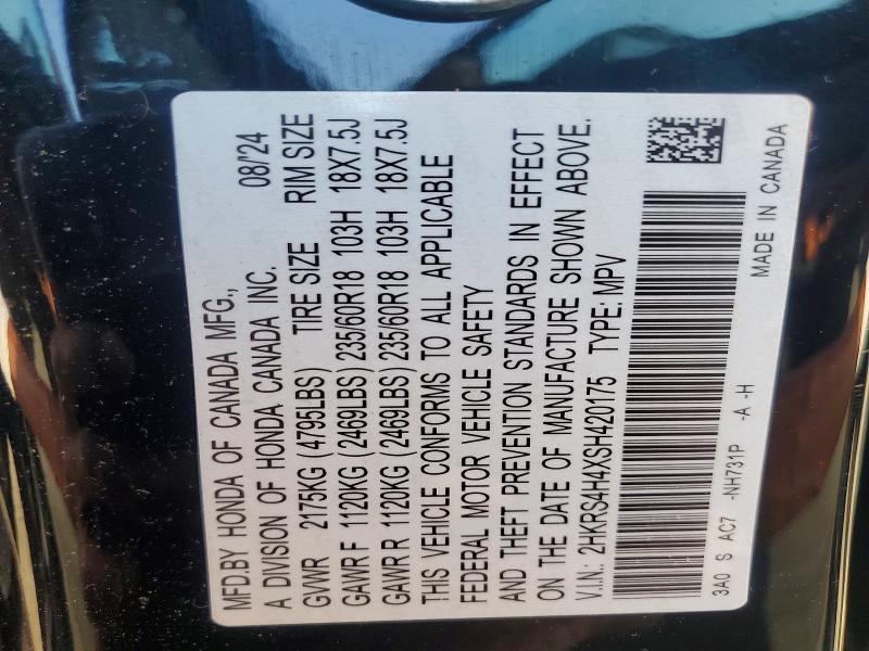 65134576 :رقم المزاد ، 2HKRS4H4XSH420175 vin ، 2025 Honda Cr -v مزاد بيع