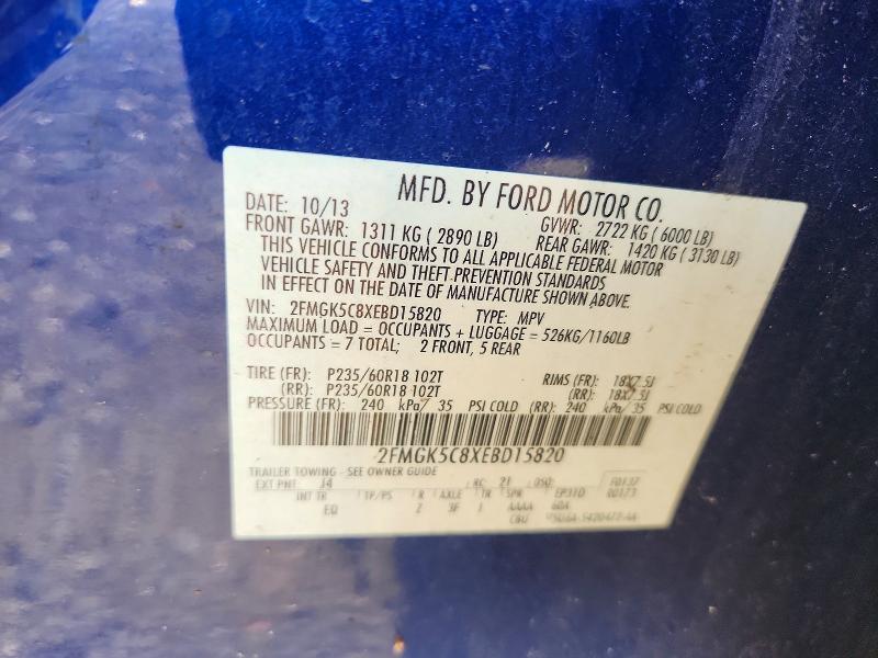 Aukcja sprzedaży 2014 Ford Flex, vin: 2FMGK5C8XEBD15820, numer aukcji: 64329456