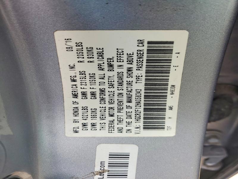 2017 Honda Accord მანქანა იყიდება აუქციონზე, vin: 1HGCR2F12HA058343, აუქციონის ნომერი: 64289236