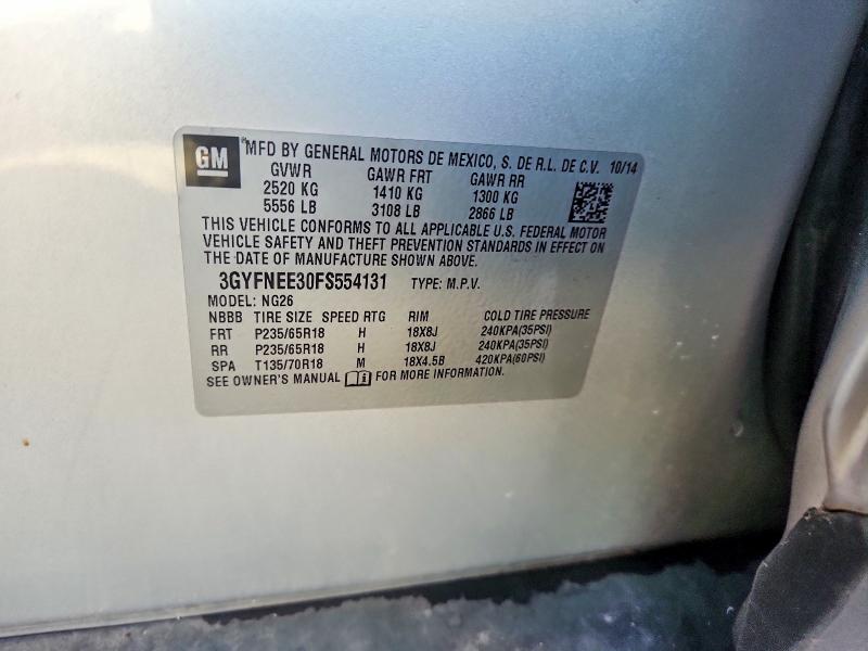 Auction sale of the 2015 Cadillac Srx, vin: 3GYFNEE30FS554131, lot number: 62819956