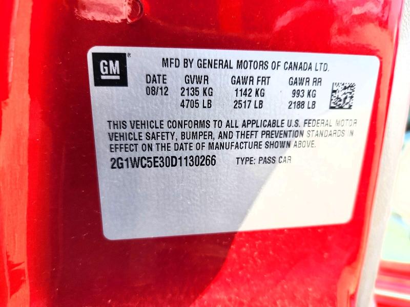67001006 :رقم المزاد ، 2G1WC5E30D1130266 vin ، 2013 Chevrolet Impala مزاد بيع