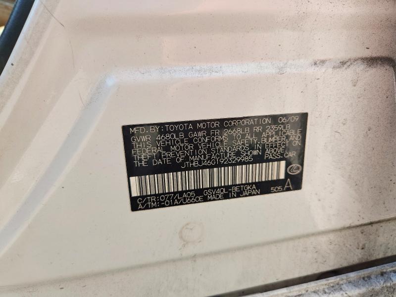 Auction sale of the 2009 Lexus Es, vin: JTHBJ46G192329985, lot number: 65595596