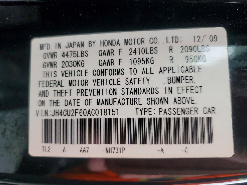 Aukcja sprzedaży 2010 Acura Tsx, vin: JH4CU2F60AC018151, numer aukcji: 64721766