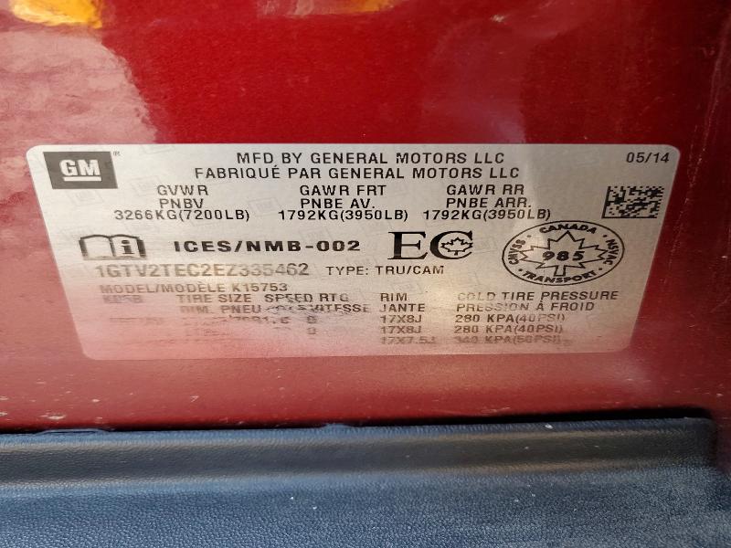 65938266 :رقم المزاد ، 1GTV2TEC2EZ335462 vin ، 2014 Gmc Sierra مزاد بيع