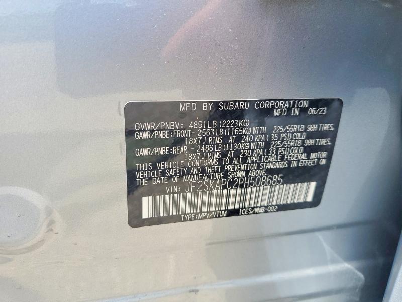 Aukcja sprzedaży 2023 Subaru Forester, vin: JF2SKAPC2PH508685, numer aukcji: 65262066