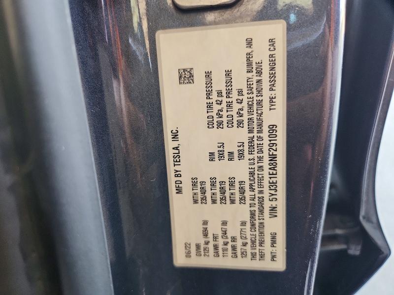 Aukcja sprzedaży 2022 Tesla Model 3, vin: 5YJ3E1EA8NF291099, numer aukcji: 67001216